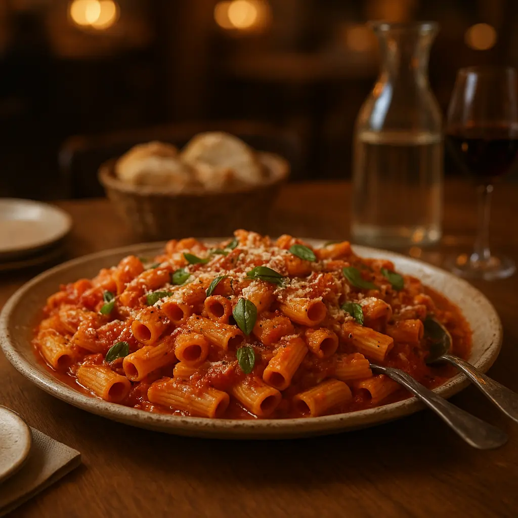 Family-style pasta platter